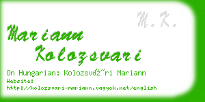 mariann kolozsvari business card